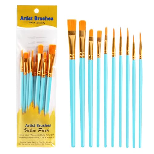 Pinsel-Set – 10 Stück Detailbürsten für Acrylmalerei | Miniatur-Details und Felsmalerei | Gesichts-Nagelkunst | für Acrylmalerei, Kunst, Öl, Gesicht, Pinsel-Set – 10 Stück Detailbürsten für Acrylmalerei | Miniatur-Details und Felsmalerei | Gesichts-Nagelkunst | für Acrylmalerei, Kunst, Öl, Gesicht, von Générique