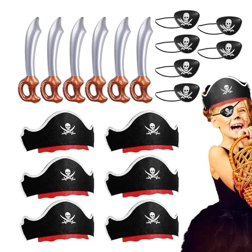 Piratenkostüm-Zubehör-Set | Piraten-Cosplay-Kostüm-Zubehör-Set, aufblasbare Schwerter für Halloween-Augen-Patches für die Cosplay-Party Piratenkostüm-Zubehör-Set | Piraten-Cosplay-Kostüm-Zubehör-Set, aufblasbare Schwerter für Halloween-Augen-Patches für die Cosplay-Party von Générique