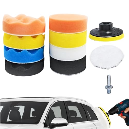 Polierpad Bohrmaschine – Polierpads aus | Polierrad mit Bohrer-Adapter | Auto-Detail-Set, Polierschwamm und Wolle von Générique