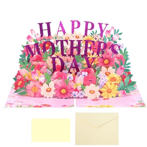 Pop-Up-Karte für Muttertag, Dankeskarte für Mama | Klappkarte mit Papierskulptur, emotionale Grußkarte mit Spruch und Umschlag, Geschenkidee von Générique