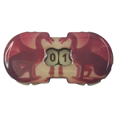 Premium-Holzzähler mit künstlerischen Illustrationen und Harz-Finish – ideal für Rollen- und Gesellschaftsspiele (rote Drachen) von Générique
