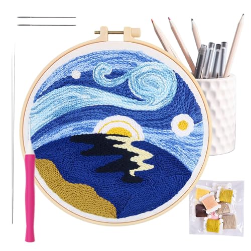 Punch Needle Stickerei-Set – Punch-Nadel-Set für Anfänger | Nähset mit Cartoon-Motiv für Erwachsene | Handgemachtes Handwerk, Stickerei, Nähen, Stricken, für A von Générique