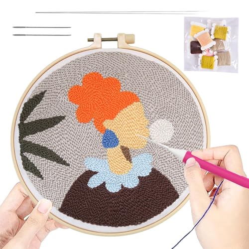 Punch Needle Stickerei-Set – Punch-Nadel-Set für Anfänger | Nähset mit Cartoon-Motiv für Erwachsene | Handgemachtes Handwerk, Stickerei, Nähen, Stricken, für A von Générique