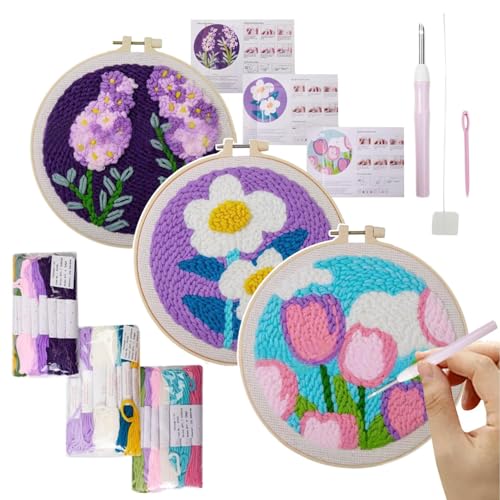 Punktierset für Erwachsene, Stanznadel-Set für Anfänger, 3-teiliges Set, Blumenkunst, für Anfänger, Teppichtaft, Bastelbedarf Punktierset für Erwachsene, Stanznadel-Set für Anfänger, 3-teiliges Set, Blumenkunst, für Anfänger, Teppichtaft, Bastelbedarf von Générique