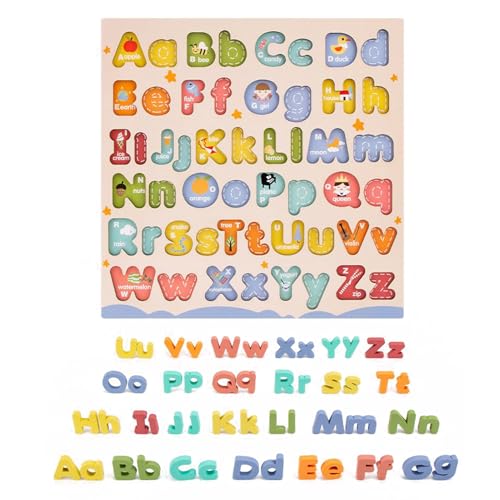 Puzzle Buchstaben, Lernspielzeug Buchstaben Groß- und Kleinbuchstaben aus Holz – interaktives Lerntablett für Kindergarten, Garten Puzzle Buchstaben, Lernspielzeug Buchstaben Groß- und Kleinbuchstaben aus Holz – interaktives Lerntablett für Kindergarten, Garten von Générique