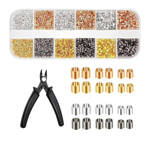 Quetschperlen für Schmuckherstellung – 2200 Stück Stifte für Ohrringe mit Zange – Set zur Herstellung von Taschenschmuck für Reparatur zu Hause Armband Halskette Ohrringe Quetschperlen für Schmuckherstellung – 2200 Stück Stifte für Ohrringe mit Zange – Set zur Herstellung von Taschenschmuck für Reparatur zu Hause Armband Halskette Ohrringe von Générique