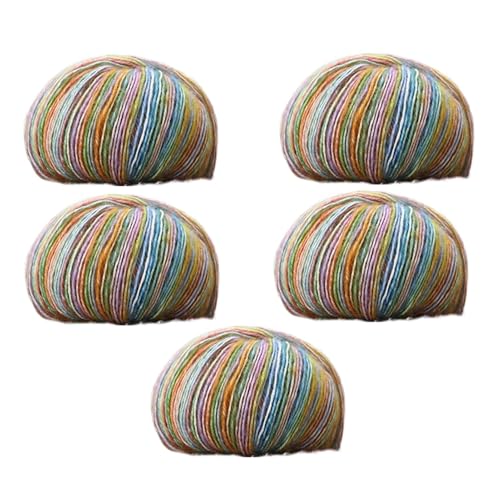 Regenbogengarn, buntes Garn, gefärbtes Baumwollgarn, mitteldick, Strick- und Häkelzubehör, buntes Garn, 5 x handgefärbtes Garn für Pullover, Schal, Schal von Générique