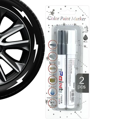 Reifen Lackstift - Schnell trocknendes Autolackmarker Set für Kratzerreparatur, Auto-Detailstifte Weiß und Schwarz, wasserdichte Automarker für Beschriftung | O Reifen Lackstift - Schnell trocknendes Autolackmarker Set für Kratzerreparatur, Auto-Detailstifte Weiß und Schwarz, wasserdichte Automarker für Beschriftung | O von Générique