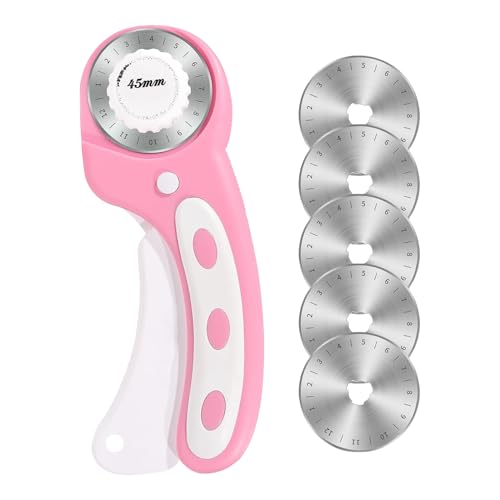 Rotary Fabric | 45 mm Stoffschneidemaschine mit ergonomischem Griff | Quick Change, Safety Button für Quilting, Applikation Bending, Seam Trimming Rotary Fabric | 45 mm Stoffschneidemaschine mit ergonomischem Griff | Quick Change, Safety Button für Quilting, Applikation Bending, Seam Trimming von Générique