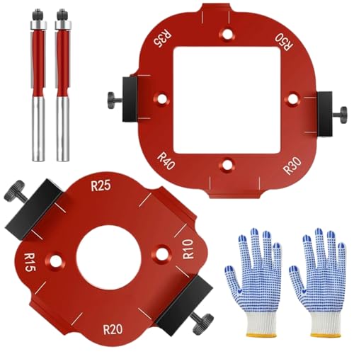 Routing-Schablone für abgerundete Ecken | 2 Winkelschablonen für Oberfräse | Set aus Aluminium-Legierung für die Positionierung von Tischlern Routing-Schablone für abgerundete Ecken | 2 Winkelschablonen für Oberfräse | Set aus Aluminium-Legierung für die Positionierung von Tischlern von Générique