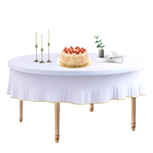 Runde Tischdecke, weiß, Topper, rund, rund, Dekoration für Zuhause, Esszimmer, Café, Restaurant Runde Tischdecke, weiß, Topper, rund, rund, Dekoration für Zuhause, Esszimmer, Café, Restaurant von Générique