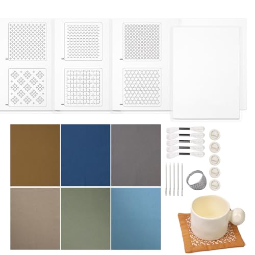 Sashiko Wasserlösliches Set – Übungs-Set für Sashiko Modell | Übungsset für wasserlösliche Sashiko-Modelle aus Viskose mit Haltbarkeit, Sashiko-Stickerei aus Polyester für Deb Sashiko Wasserlösliches Set – Übungs-Set für Sashiko Modell | Übungsset für wasserlösliche Sashiko-Modelle aus Viskose mit Haltbarkeit, Sashiko-Stickerei aus Polyester für Deb von Générique