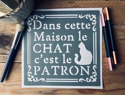 Schablone, selbstklebend, Zitat Katze, PVC, wiederverwendbar, 20 x 20 cm, für Stoff, Holz, Metall und Glas, Schablone Katze, Kätzchen, Tiere Schablone, selbstklebend, Zitat Katze, PVC, wiederverwendbar, 20 x 20 cm, für Stoff, Holz, Metall und Glas, Schablone Katze, Kätzchen, Tiere von Générique