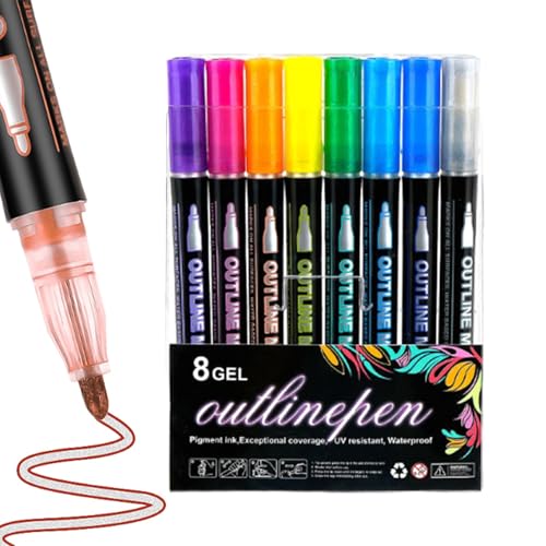 Schimmernde Textmarker, Schimmernde Stifte - Doppelzeilige Graffiti-Marker, Stifte zum Ausmalen, Schreibwaren-Textmarker für Bastelarbeiten, Scrapbooking, Grußkarten, Tagebücher Schimmernde Textmarker, Schimmernde Stifte - Doppelzeilige Graffiti-Marker, Stifte zum Ausmalen, Schreibwaren-Textmarker für Bastelarbeiten, Scrapbooking, Grußkarten, Tagebücher von Générique