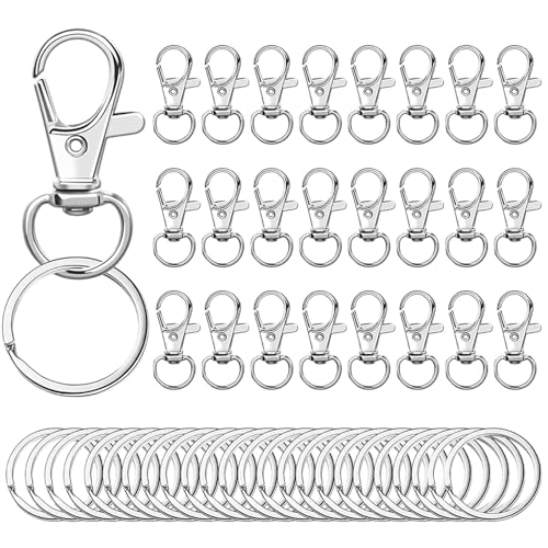 Schlüsselanhänger-Clips für Handwerk, Karabiner-Schlüsselanhänger – Karabinerhaken drehbar 50 x | Drehbarer Schlüsselanhänger-Clip, Bastelbedarf aus Metall mit Schlüsselanhänger für die Herstellung Schlüsselanhänger-Clips für Handwerk, Karabiner-Schlüsselanhänger – Karabinerhaken drehbar 50 x | Drehbarer Schlüsselanhänger-Clip, Bastelbedarf aus Metall mit Schlüsselanhänger für die Herstellung von Générique