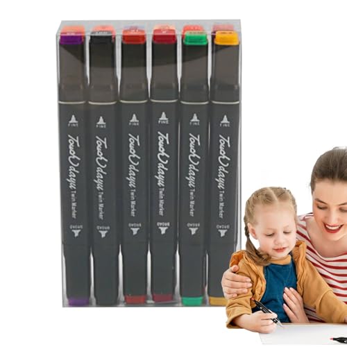 Schnelltrocknender Stift zum Markieren, schnell trocknender Marker, Marker mit Doppelspitze, 12 Stück, schnell trocknender Tintenstift | Permanentmarker mehrfarbig, lichtbeständig von Générique