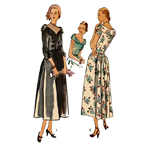 Generic Schnittmuster der 1940er Jahre: Elegantes Kleid mit gerolltem Kragen, Größe 42, Farbe: Schwarz von Générique