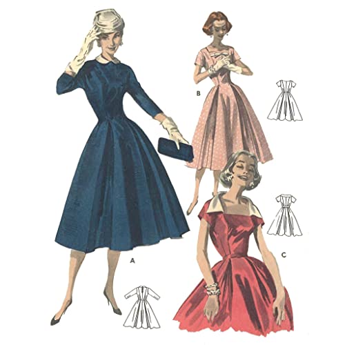 UP7H Schnittmuster der 1950er-Jahre: Prinzessinnenkleid, Rockabilly, Swing, Brustumfang 91 cm, Größe 40, mehrfarbig von Générique