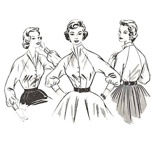 Schnittmuster der 1950er-Jahre: wunderschöne Raglan-Overbluse und Bluse, Brustumfang 96,5 cm von Générique