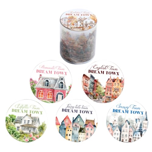 Scrapbooking-Tocker – Dekorative Klebebänder Landscape | 6 x stilvolle, wasserfeste Aufkleber der Stadt | Teppich zum Thema Kunst und Handwerk für Scrapbooking-Journal von Générique