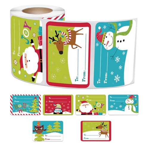 Selbstklebende Etiketten für Weihnachten, 250 x selbstklebende Etiketten für Weihnachten, Cartoon, dekorativ, beschreibbar, schöne Geschenke von Générique