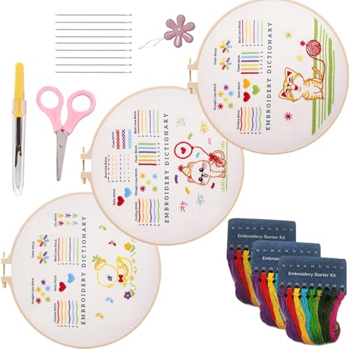 Set für Anfänger, Stickset für Erwachsene Anfänger | Praxis-Set für Stickerei mit Reifen, Kunst-Set mit Schere, Faden, Ripper und Handwerk Set für Anfänger, Stickset für Erwachsene Anfänger | Praxis-Set für Stickerei mit Reifen, Kunst-Set mit Schere, Faden, Ripper und Handwerk von Générique