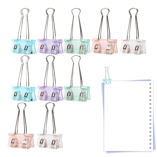 Set mit Bindemittelclips, niedliche Bindemittelclips, transparente Papierbindeclips – verschleißfeste tragbare Büroklammern, Papierklammern für Lehrer, Schüler, Zuhause, etc von Générique