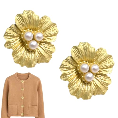 Set mit Hemdknopfabdeckungen – Blumenglätter mit Perlen 2,5 x 2,5 cm, elegante Blusennadeln, modische Jacken | Einzigartiges Zubehör für Männer und Frauen, Overall Set mit Hemdknopfabdeckungen – Blumenglätter mit Perlen 2,5 x 2,5 cm, elegante Blusennadeln, modische Jacken | Einzigartiges Zubehör für Männer und Frauen, Overall von Générique