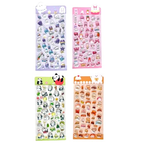 Set mit niedlichen Aufklebern, 4 Stück – Glitzeraufkleber – 3D-Dekoration für Telefon, Auto, Tagebuch, Kreativ, Erwachsene, Schüler, Tagebuch, Notizbuch, Scrapbooking, Computer von Générique