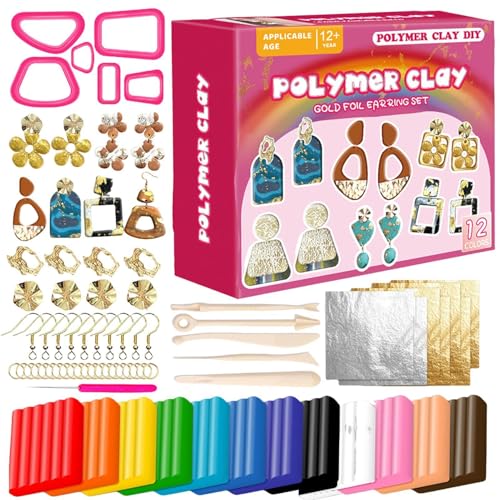 Set zur Herstellung von Ohrringen aus Ton – 148-teiliges Ohrring-Set aus Ton | Bastelset für Ohrringe aus Ton mit 24 Ausstechformen | Ohrring-Set von Générique