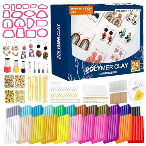 Set zur Herstellung von Ohrringen aus Ton – 148-teiliges Ohrring-Set aus Ton | Bastelset für Ohrringe aus Ton mit 24 Ausstechformen | Ohrring-Set von Générique
