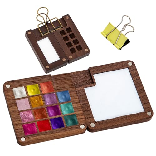Sketchbook Aquarell Palette Aquarell aus Holz | Farbaufbewahrungspalette mit 15 Fächern | Leere Aquarell Farbe für von Générique