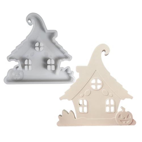 Spukhaus Harzform Haussilikonform - Gruselige und einzigartige Halloween-Kürbishaus-Form | Handgemachte Epoxidharz-Formen, Freisetzungs-Silikonform F von Générique