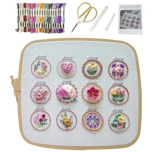 Stick-Starter-Set, Stickerei-Set, Blumen-Stickerei, Stickset, kleine Blume, Blumen-Stickerei-Set in leuchtenden Farben für Anfänger, Freundinnen von Générique