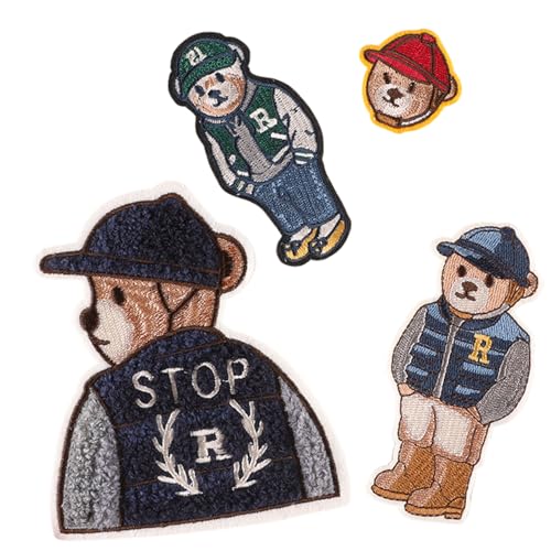 Stickerei-Patches – Lustige Bären-Applikation, Cartoon-Abzeichen | 4 Stück, zum Aufbügeln mit starkem Klebstoff, elegante Kleidungsdekoration für Hemdhemden in Jacken Stickerei-Patches – Lustige Bären-Applikation, Cartoon-Abzeichen | 4 Stück, zum Aufbügeln mit starkem Klebstoff, elegante Kleidungsdekoration für Hemdhemden in Jacken von Générique