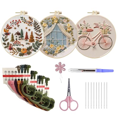 Stickerei-Sets für Erwachsene – Hand-Stickset, Anfänger-Set | Starter-Set mit Kreis, bunten Fäden, Nadeln und Motiven, ideal für alle kreativen und dekorativen Projekte Stickerei-Sets für Erwachsene – Hand-Stickset, Anfänger-Set | Starter-Set mit Kreis, bunten Fäden, Nadeln und Motiven, ideal für alle kreativen und dekorativen Projekte von Générique