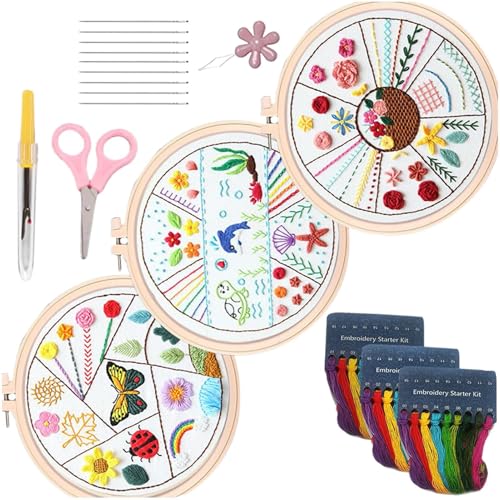 Stickset Stickset Stich Training Set Handstempeltraining mit Reifen Set Kunst Set mit Schere, Faden, Ripper und Handwerk für Stickset Stickset Stich Training Set Handstempeltraining mit Reifen Set Kunst Set mit Schere, Faden, Ripper und Handwerk für von Générique