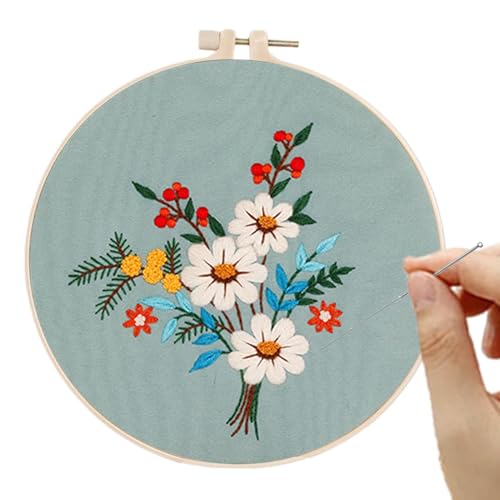 Stickset für Anfänger, Stickerei-Set für Erwachsene, Anfänger, Nähset mit Blumenmuster, Nähset, Botanisches Muster mit Materialpaket, Kunsthandwerk von Générique