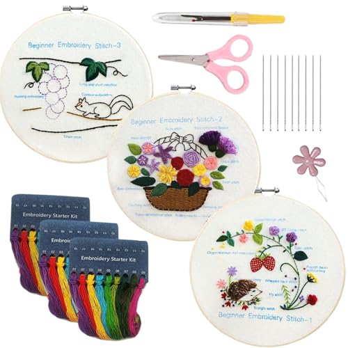 Stickset für Erwachsene Anfänger, Stickset für Anfänger, Handstickerei mit Reifen, Bastelset mit Schere, Faden, Ripper und Kunst Stickset für Erwachsene Anfänger, Stickset für Anfänger, Handstickerei mit Reifen, Bastelset mit Schere, Faden, Ripper und Kunst von Générique