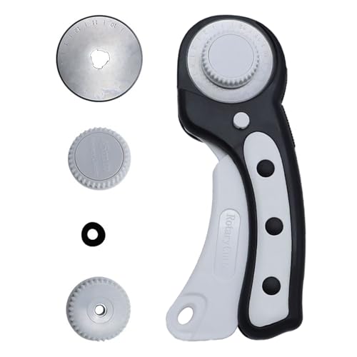 Stoffschneider | Rollschneider 45 mm mit ergonomischem Griff, Zubehör für kreative Hobbys mit Sicherheitsschloss zum Schneiden von Stoff, Papier, Pullover von Générique