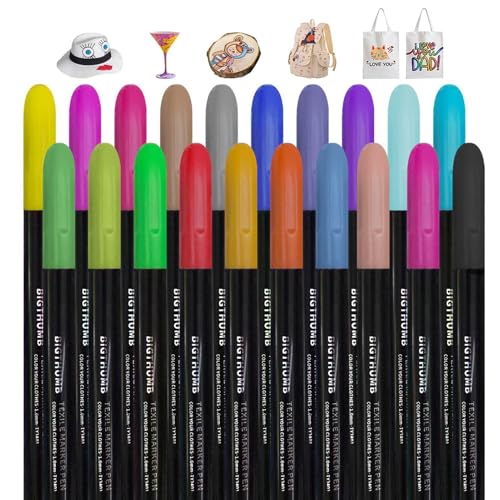 Stoffstifte für permanente Kleidung, Stoffmalstifte – 20 Farben Textilmarker Set | feiner , Kunstbedarf für Baske Canvas Taschen Stoffstifte für permanente Kleidung, Stoffmalstifte – 20 Farben Textilmarker Set | feiner , Kunstbedarf für Baske Canvas Taschen von Générique