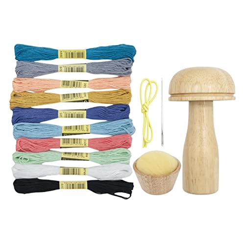 Stopfpilz-Set – Stopfnadeln für Flicken – mit Faden und elastischem Band, Hüte, Hosen, Pullover aus Holz, Darner Set, Mushroom + Sew Threads + Pin Cushion Stopfpilz-Set – Stopfnadeln für Flicken – mit Faden und elastischem Band, Hüte, Hosen, Pullover aus Holz, Darner Set, Mushroom + Sew Threads + Pin Cushion von Générique