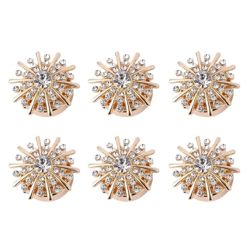 Strass-Knopfabdeckungen - Strass-Knopfabdeckungen für Damen für Bluse | Abnehmbare Hemdknopfclips, Bekleidungsschmuck, Druckknopfabdeckungen, 6er Set von Générique