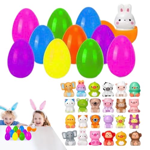 Stuffer-Eier für Ostern – Ostereier mit Squishy-Spielzeug | 24 Stück Ostern Ostern Lieblingseier | Ostern mit langsamem Rückprall | Spielzeug Fidget Tiere | Wohnzimmer für kleine Tiere von Générique