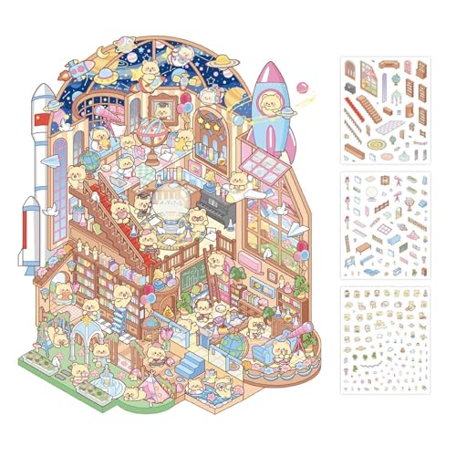 Szenenaufkleber, Hausaufkleber Set | Niedliche Stickerszenen Cartoon Wissenschaft Museum Aufkleber | Handgemachte Hausaufkleber, Abziehbild Szene von Générique
