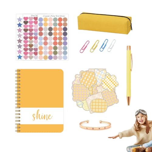 Tagebuch-Set für Mädchen | Schreibwaren für Kinder | ästhetische Notizbücher und Tagebücher | lustiges Tagebuch-Set mit Haftnotizen, Stiften, Federmäppchen Tagebuch-Set für Mädchen | Schreibwaren für Kinder | ästhetische Notizbücher und Tagebücher | lustiges Tagebuch-Set mit Haftnotizen, Stiften, Federmäppchen von Générique
