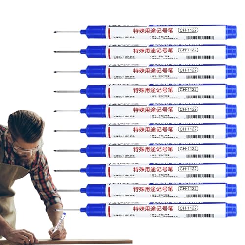 Technische Marker 10 Stück - wasserfester Stift zum Markieren von Holz aus Metall aus Kunststoff, Baumarker für raue Oberflächen | Präzise Marker mit feiner Spitze für Löcher Technische Marker 10 Stück - wasserfester Stift zum Markieren von Holz aus Metall aus Kunststoff, Baumarker für raue Oberflächen | Präzise Marker mit feiner Spitze für Löcher von Générique