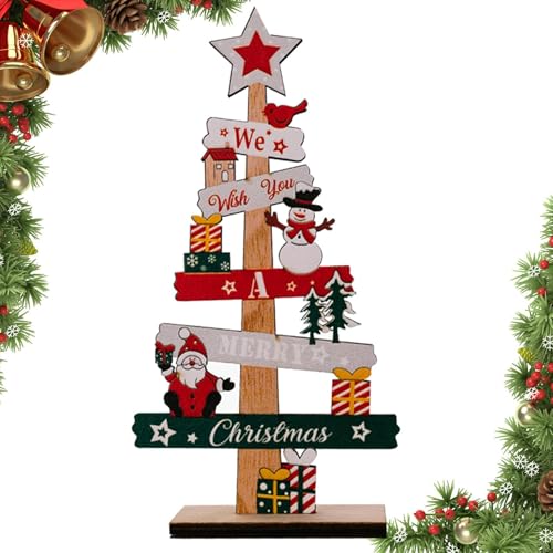 Tisch-Holz-Weihnachtsbaum | Schreibtisch-Holzschild mit Weihnachtsmann und | Geschenk für , Mädchen, Teenager, Erwachsene Tisch-Holz-Weihnachtsbaum | Schreibtisch-Holzschild mit Weihnachtsmann und | Geschenk für , Mädchen, Teenager, Erwachsene von Générique