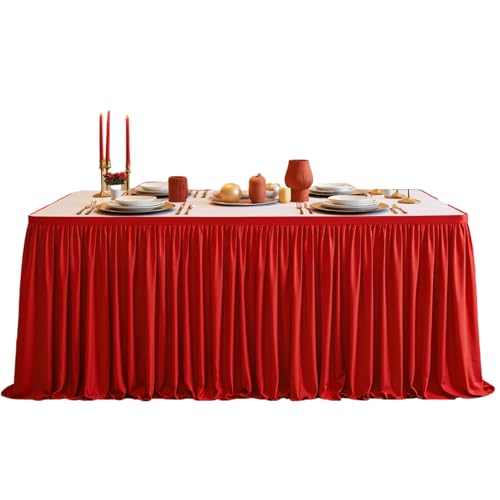Tischröcke aus Stoff | Tischrock aus Stoff 1,8 m / 2,7 m für Rechteck – Partydekoration für Haus, Weihnachten, Innen- und Außenbereich – Babyparty, Hochzeit, Geburtstag, Partys Halloween von Générique