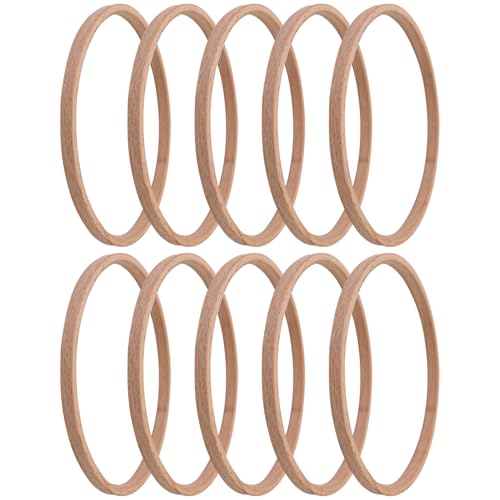 Traumfängerringe, Ringe für Kunsthandwerk, Kranz-Windspielringe, Holzringe zur Herstellung, runder Stickring | Set mit 10 gelungenen Partyzubehör von Générique